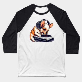 Music cute dog | Black, orange, and yellow Baseball T-Shirt